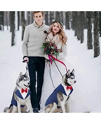 Formal Tuxedo and Bandana Two-Piece Set with Detachable Bowtie Collar for Dogs
