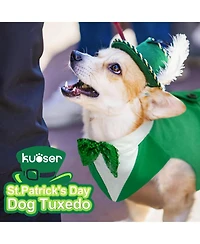 Formal Tuxedo and Bandana Two-Piece Dog Costume Set with Detachable Bowtie Collar