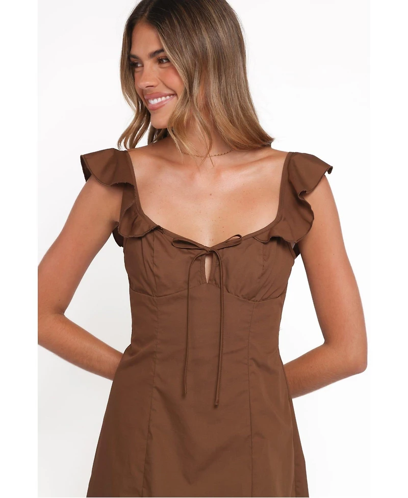 Petal and Pup Women's Lacey Square Neck Ruffle A-Line Mini Dress