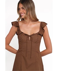 Petal and Pup Women's Lacey Square Neck Ruffle A-Line Mini Dress