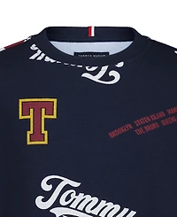 Tommy Hilfiger Boys' 4-20 Collegiate Allover Print Crew Relaxed-Fit Sweatshirt