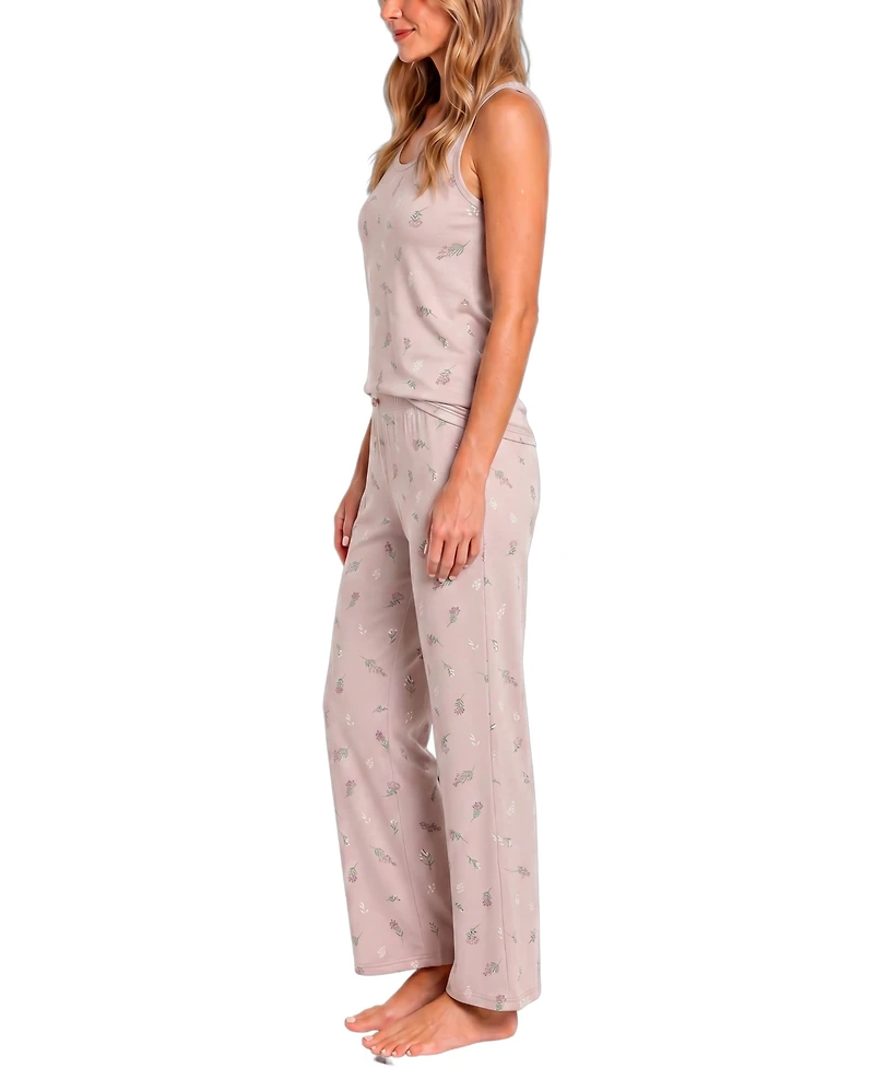 Sincerely Jules Women's Sleeveless Scoop-Neck Pointelle Tank and Pants, 2-Piece Set