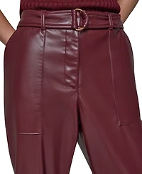 Donna Karan New York Women's Cargo High-Rise Tapered-Leg Polyurethane Pants