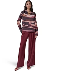 Donna Karan New York Women's Long-Sleeve V-Neck Satin Blouse