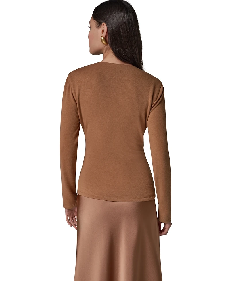 Donna Karan New York Women's Satin Long-Sleeve Wrap Top
