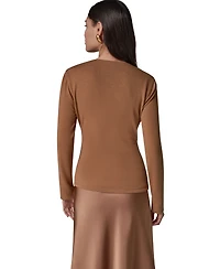 Donna Karan New York Women's Satin Long-Sleeve Wrap Top