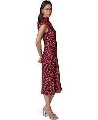 Donna Karan New York Women's Cowl Neck Burnout Midi Dress