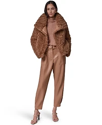 Donna Karan New York Women's Faux Fur Mock Neck Jacket