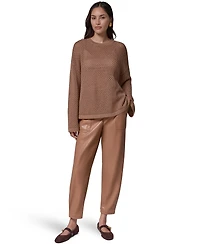 Donna Karan New York Women's Oversized Long-Sleeve Open-Weave Crewneck Sweater