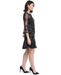 Jessica Howard Petite Floral-Print Bell-Sleeve A-Line Dress