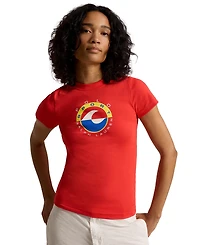 Polo Ralph Lauren Women's Wave Crewneck Logo Rib Knit T-Shirt