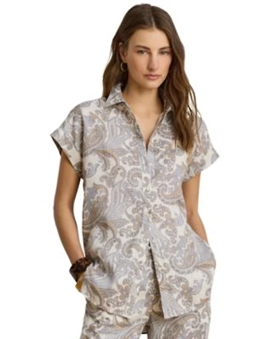 Lauren Ralph Lauren Womens Buttoned Placket Short Sleeve Shirt