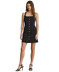 Lauren Ralph Button-Trim Faille Cocktail Dress