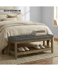 SongmicsHome Upholstered End of Bed Bench, Storage Ottoman with Solid Wood Frame, Window Seat, for Living Room, Bedroom