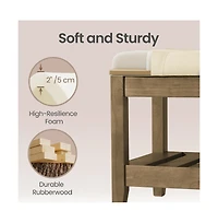 SongmicsHome Upholstered End of Bed Bench, Storage Ottoman with Solid Wood Frame, Window Seat, for Living Room, Bedroom