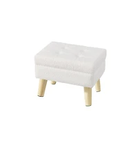 SongmicsHome Storage Ottoman Vanity Stool with Teddy Fleece and Wood Legs