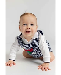 Florence Eiseman Baby Boys' Houndstooth Airplane-Applique Romper