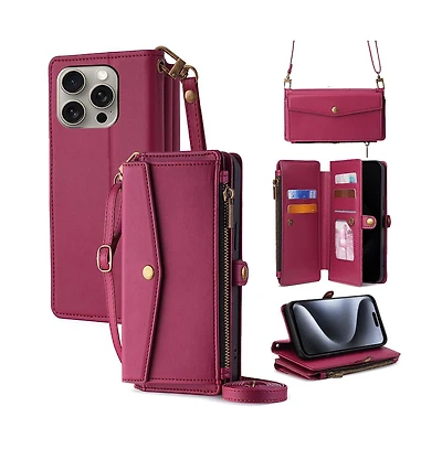 Artudatech 5-in-1 Crossbody Wallet Case with Wrist Strap, Compatible with iPhone 12-17