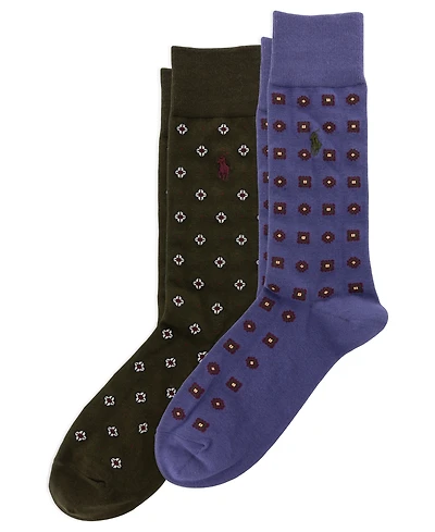 Polo Ralph Lauren Men's Foulard Slack Ribbed-Cuff Crew Socks, 2-Pack
