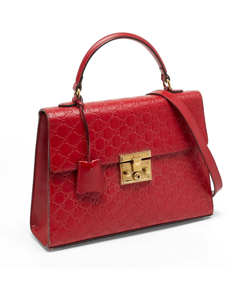 Pre-Owned Gucci Women's Padlock Medium Guccissima Leather Top Handle Satchel