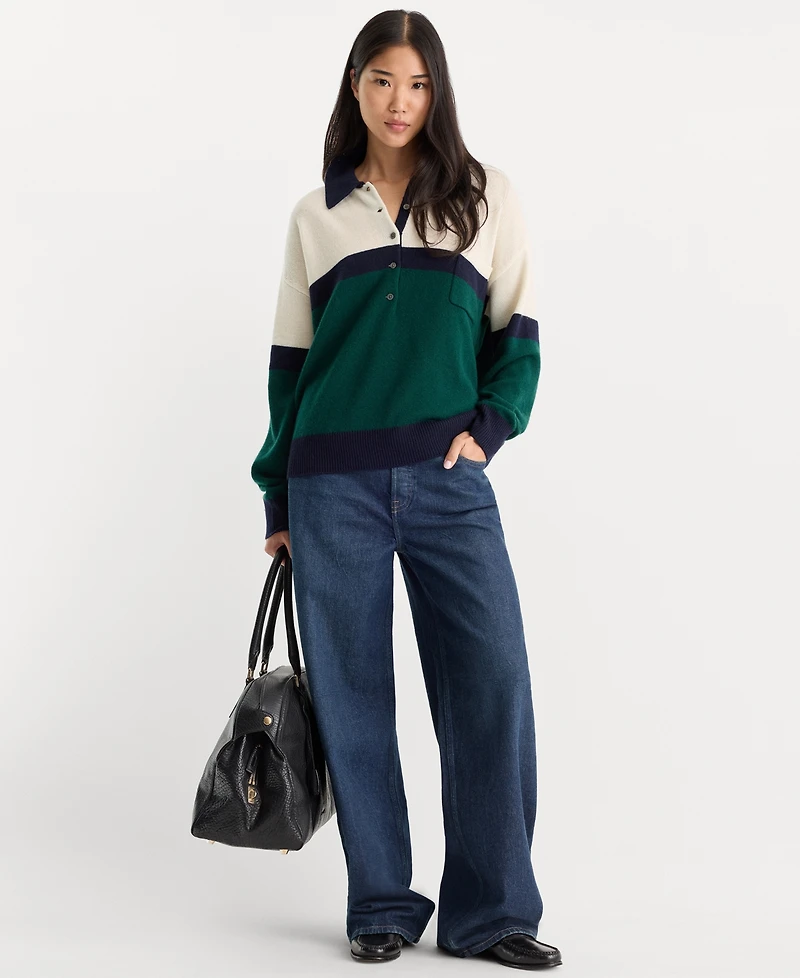 Good American Women's Oversized Collared Wool-Blend Sweater