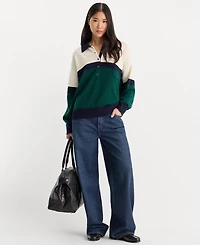Good American Women's Oversized Collared Wool-Blend Sweater