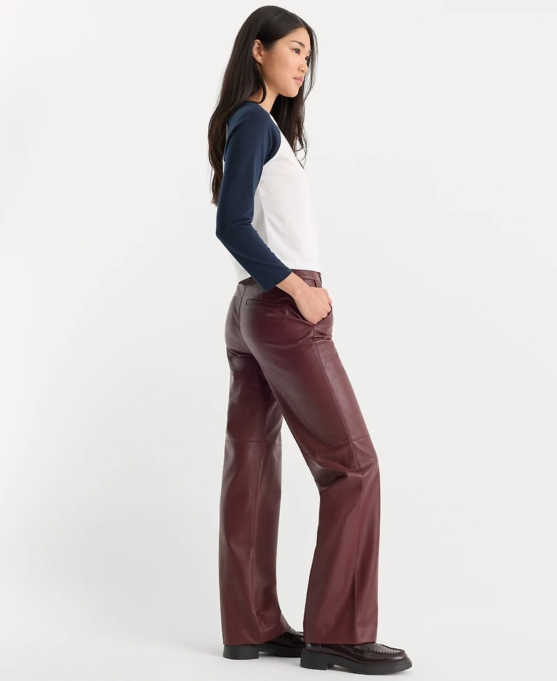 Good American Women's Better Than Leather Low-Rise Wide-Leg Faux Trousers