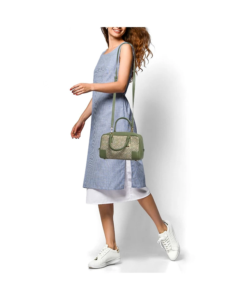 Pre-Owned Loewe Women's Amazona 23 Jacquard Canvas and Leather Satchel