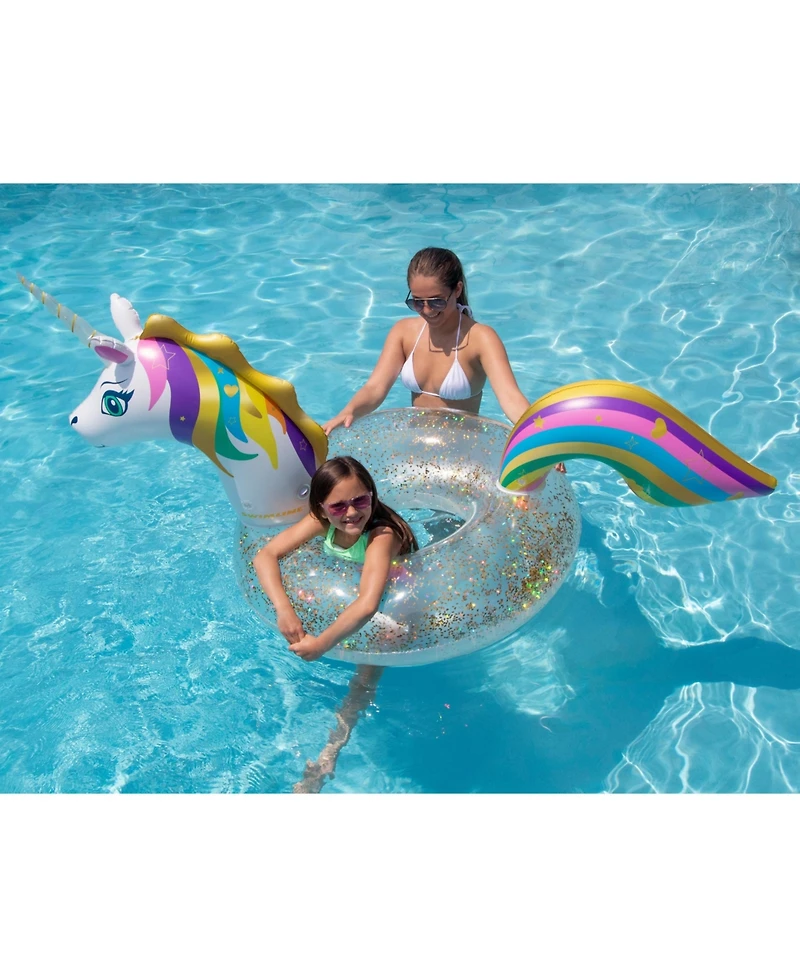 Swimline Led Unicorn Glitter Ring, 68", 200 Lbs. Capacity, Ages 4+