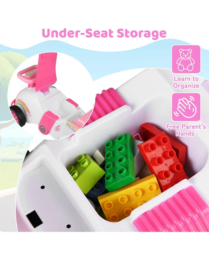 Mecale Kids 21.5" Ride-On Sliding Car with Music and Under-Seat Storage, 33 lb. Capacity, Ages 19-36 Months