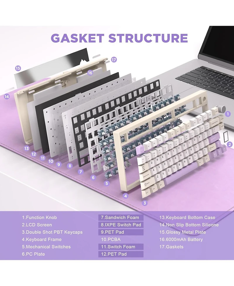 Ipason AL80 Wireless Mechanical Hot-Swappable 75% Keyboard for Windows/Mac/Linux
