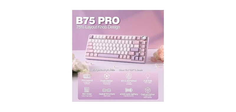Ipason B75 Pro Wireless Mechanical Gaming Keyboard for Pc