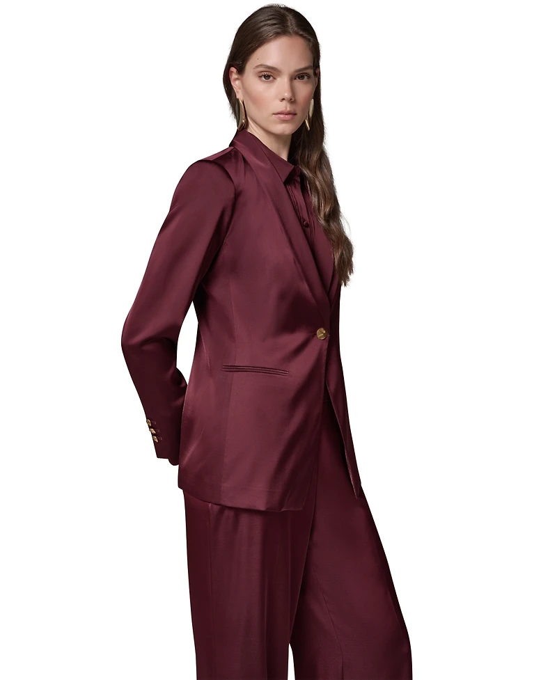Donna Karan New York Women's DK126 Satin Shawl Lapel Shoulder-Padded Blazer