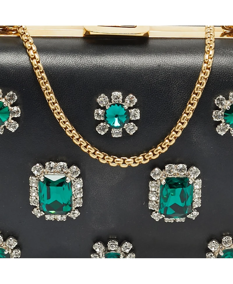 Pre-Owned Prada Women's Crystal-Embellished Leather Frame Clutch