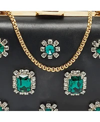 Pre-Owned Prada Women's Crystal-Embellished Leather Frame Clutch
