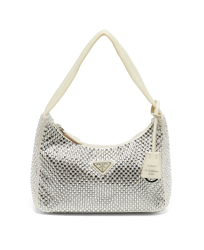 Pre-Owned Prada Women's Crystal-Embellished Satin Shoulder Bag