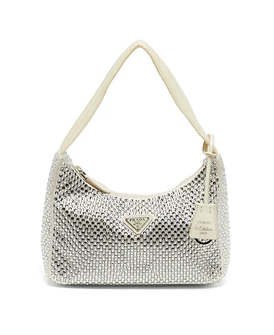 Pre-Owned Prada Women's Crystal-Embellished Satin Shoulder Bag