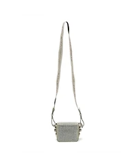 Pre-Owned Off-White Women's Baby Flap Crystal-Embellished Suede Shoulder Bag