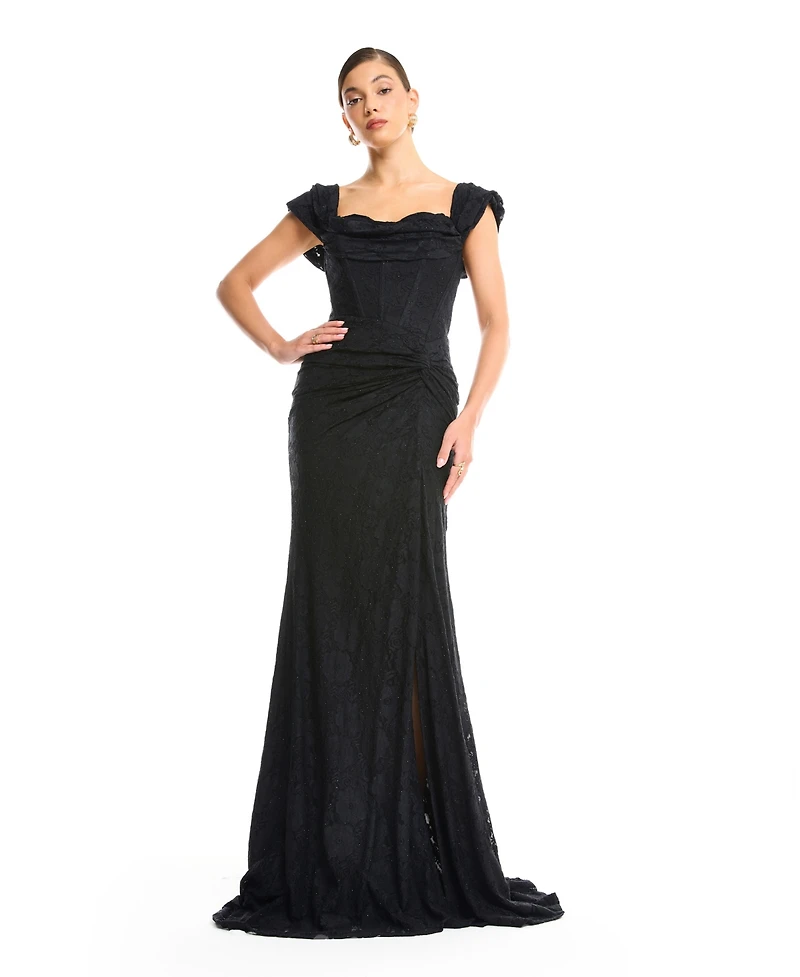 Amri Women's Off-Shoulder Ruched Lace Gown