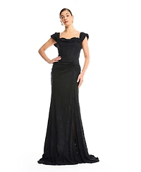 Amri Women's Off-Shoulder Ruched Lace Gown