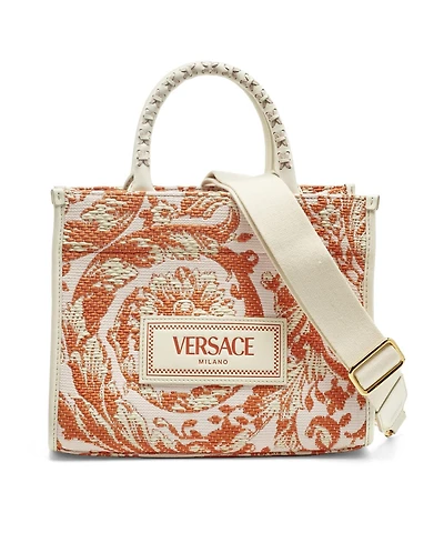 Pre-Owned Versace Women's Small Barocco Athena Raffia and Canvas Tote Bag
