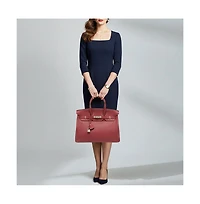 Pre-Owned Hermes Women's Birkin Palladium Finish Rouge Garance Togo Leather