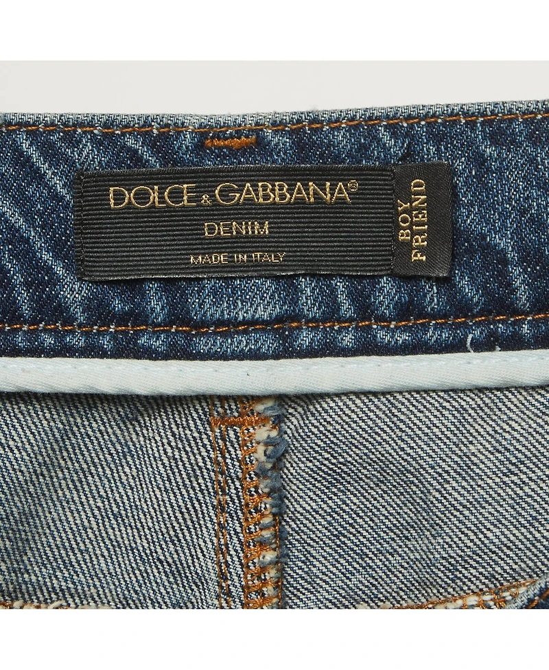 Pre-Owned Dolce & Gabbana Women's Baroque Heart Straight-Leg Mid-Rise Jeans