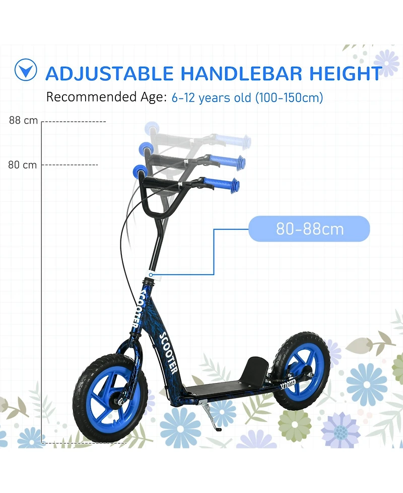Qaba Kids Kick Scooter Big Wheel with Adjustable Handlebar