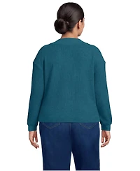 Lands' End Plus Long Sleeve Waffle V-neck Cardigan