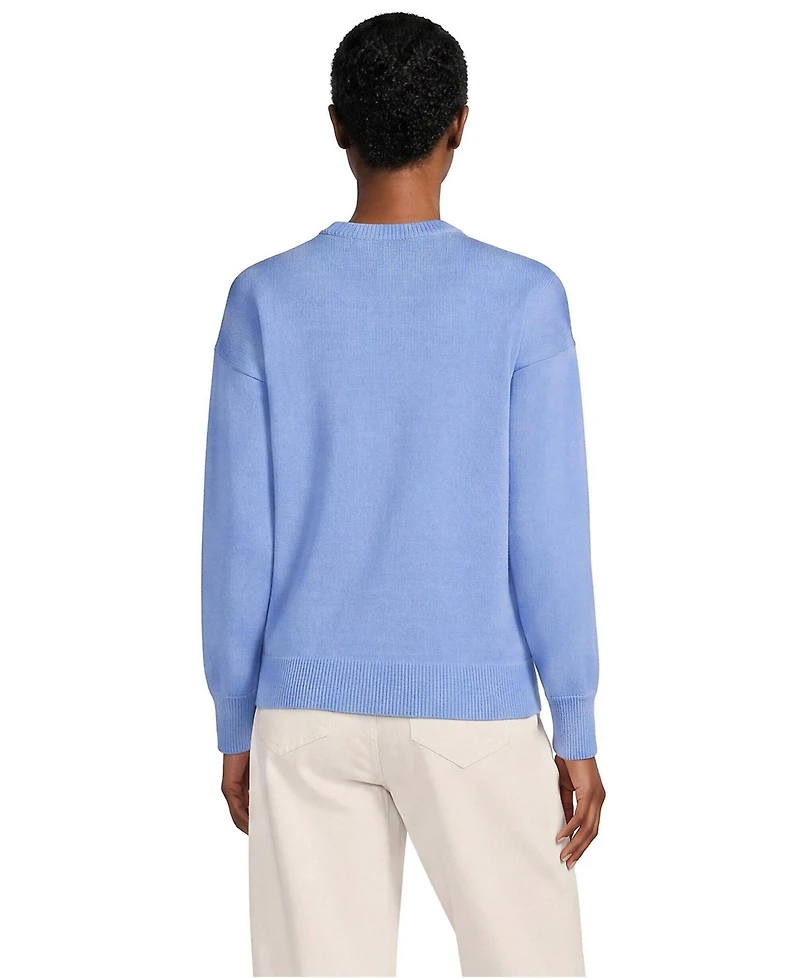 Lands' End Women's Drifter Drop-Shoulder Striped Crew Neck Sweater