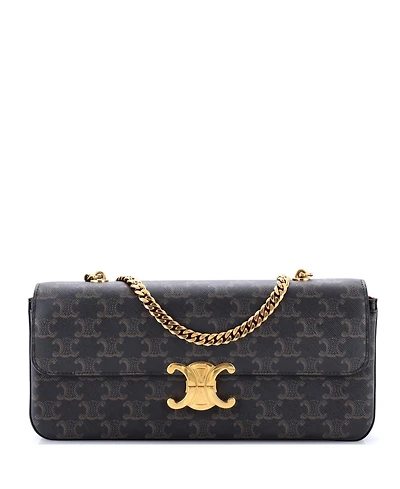 Pre-Owned Celine Medium Triomphe Chain Shoulder Bag Triomphe Coated Canvas