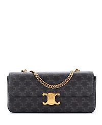 Pre-Owned Celine Medium Triomphe Chain Shoulder Bag Triomphe Coated Canvas