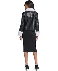 Karl Lagerfeld Paris Women's Faux Fur Collar Double-Breasted Jacket