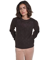 Karl Lagerfeld Paris Women's Cable-Knit Floral Lace Applique Sweater